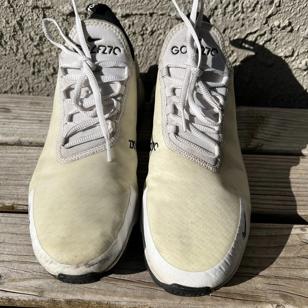 Nike Shoe Men Size 10 Air Max 270 Golf Sneakers White Low White